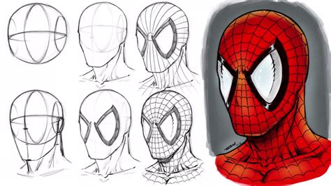 How to Draw Spider-Man's Mask - Step by Step - YouTube