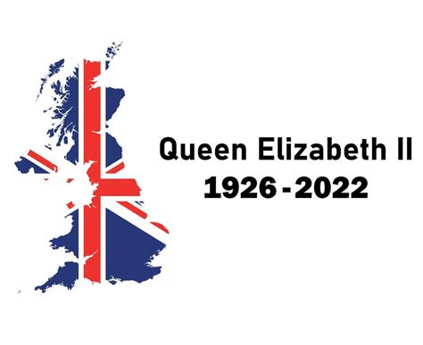 Queen Elizabeth 1926 2022 Black And British United Kingdom Flag Map National Europe Emblem Icon ...