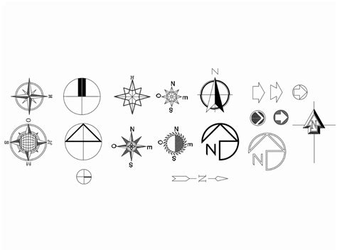 Several examples of north arrows. in AutoCAD | CAD (65.98 KB) | Bibliocad