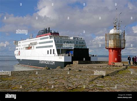 The IOMSPC ferry MANXMAN departing from Heysham Harbour in Lancashire ...