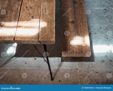 Wooden Table Bench Sunlight Shade Interior Furniture Stock Photo - Image of indoor, floor: 182018102