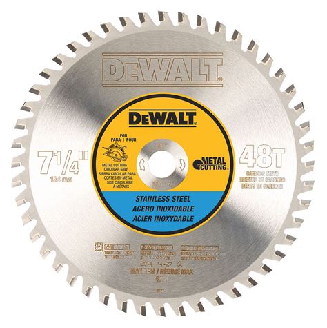 DEWALT Circular Saw Blade, Stainless Steel Materials Cut, 7 1/4 in Blade Dia., 5/8 in Arbor Size ...