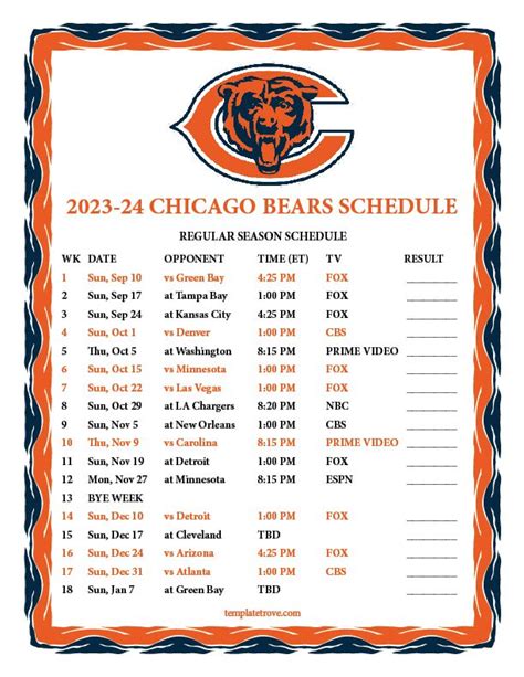 Nelson Carroll News: Chicago Bears Game Schedule 2023