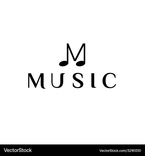 Initial letter m with music note logo design Vector Image