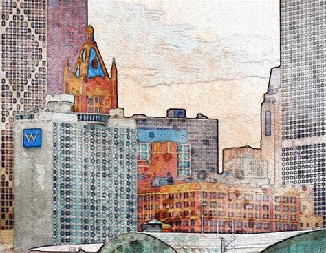 Chicago Skyline Watercolor Painting Printable Art Chicago | Etsy