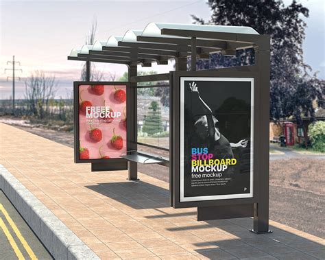 Two Vertical Bus Stop Billboards Mockup Free Download | Resource Boy