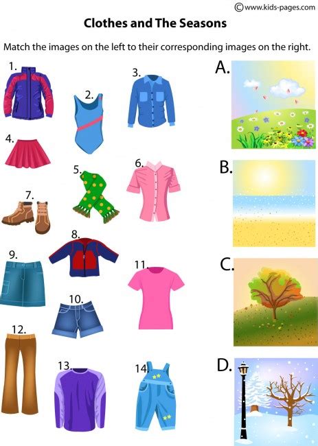 The Seasons And Clothes worksheet