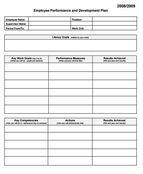 Employee Work Plan Template Word | TUTORE.ORG - Master of Documents