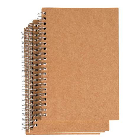 Spiral Notebook - 4-Pack Unlined Wirebound Notebook, Unruled Plain Travel Journals, for Students ...