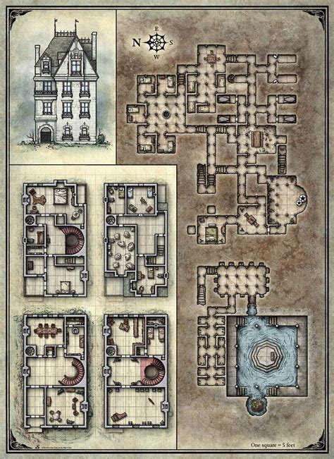 Printable Death House Maps - Dungeon Masters Guild | Dungeon Masters Guild