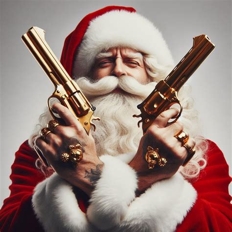 Santa smoking with hood rappers, Santa holding gold pistols, GTA Santa. : r/hardaiimages