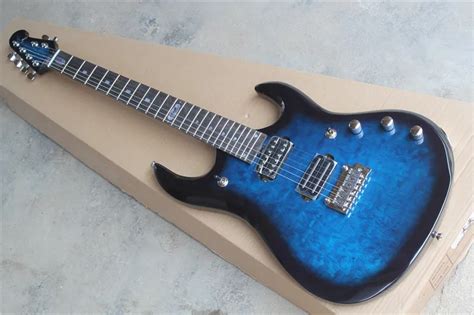 Factory custom blue body black edgy 24 frets electric guitar with signature,HH pickups,locking ...