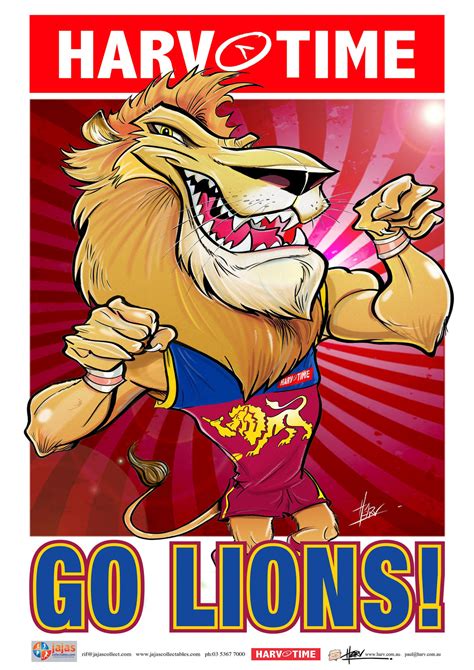 Brisbane Lions, Mascot Print Harv Time Poster (2021)