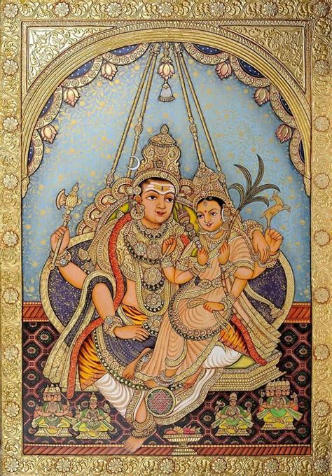 Shiva and Parvati, Mysore painting | Mysore painting, Tanjore painting ...