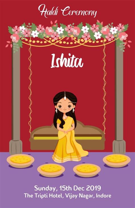 Haldi Ceremony Card by Invitation Panda. | Hindu wedding invitations, Brides invitations, Hindu ...