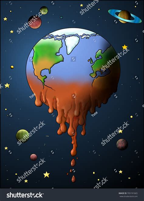 Climate Change Cartoon Series Earth Melting Stock Illustration ...