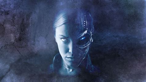 Wallpaper : digital art, portrait, movies, blue, cyborg, Kristanna ...