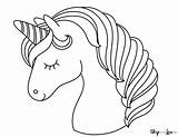 Cute Unicorn Head Pages Printable Coloring sketch template