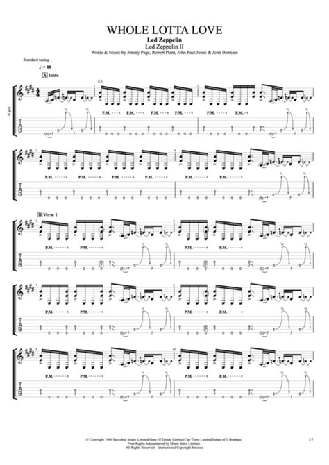 Whole Lotta Love by Led Zeppelin - Full Score Guitar Pro Tab ...