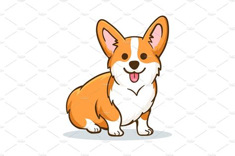 Funny orange welsh corgi by vectortatu on @creativemarket | Векторные иллюстрации, Собака ...