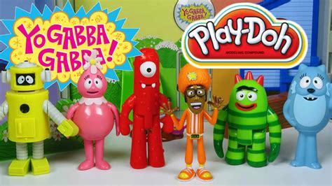 YO GABBA GABBA Toys with PLAY DOH FOOD Muno Brobee DJ Lance Toodee Plex Foofa - YouTube