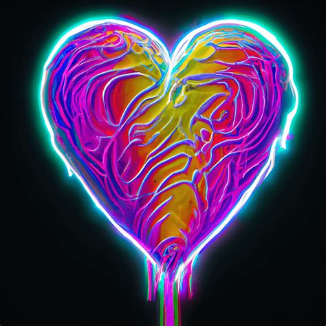 Colorful Neon Rainbow Heart 4k Illustration · Creative Fabrica