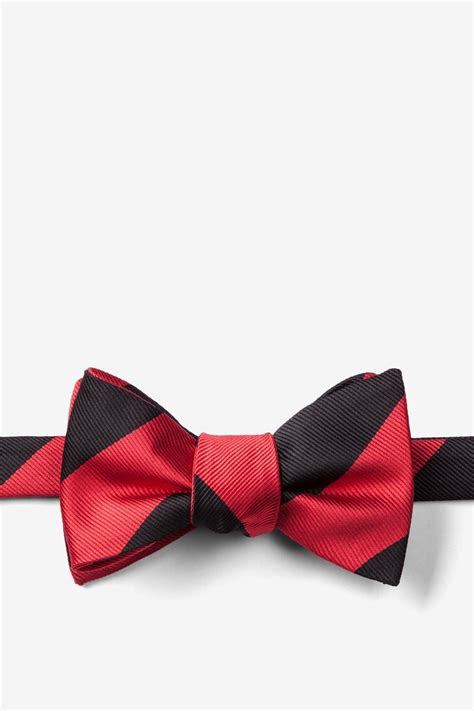 Red & Black Striped Self-Tie Bow Tie | Casual Bow Ties | Ties.com