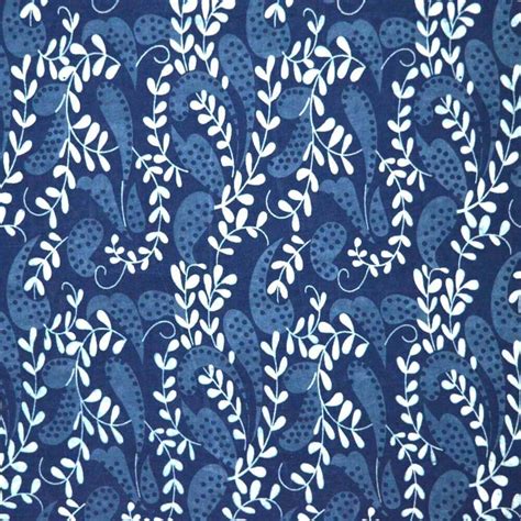 Buy Indigo Leaves Printed Indian Cotton Fabric