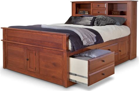 Simplicity Queen Captain's Bed w/ Bookcase Headboard and Standard Footboard 30-3353,32-3353,32 ...