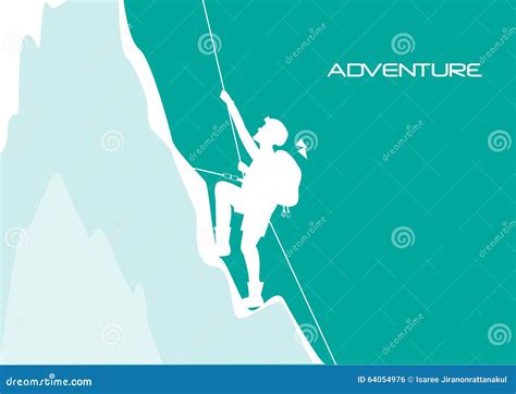 Mountaineer Climbing on the Rock, Illustratons Stock Illustration - Illustration of ...