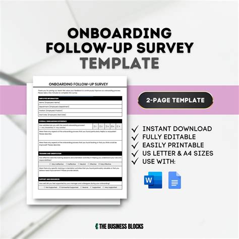 Onboarding Follow-up Survey Template Employee Onboarding Survey New Hire Feedback Survey Post ...