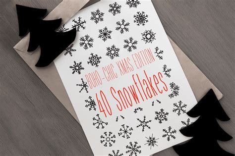 Boho-Chic Xmas Edition: 40 Vector Snowflakes Clip-Art