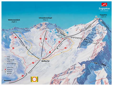 Large piste map of Zugspitze - 2017 | Bavarian Alps (Ski Region ...