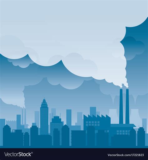 City with pollution problem blue background Vector Image