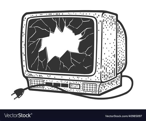 Broken old tv sketch Royalty Free Vector Image