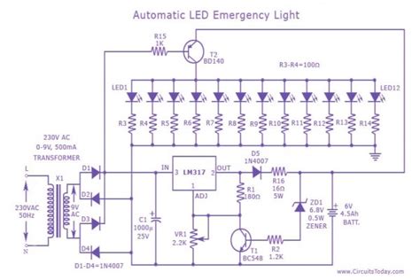 Emergency Light Circuit Diagram Free