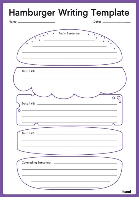 Hamburger Template | Purple Outline for Teachers | Perfect for grades 10th, 11th, 12th, 3rd, 4th ...