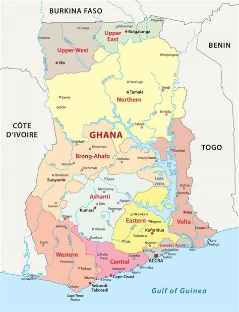 District map of ghana - Map of ghana showing districts (Western Africa - Africa)