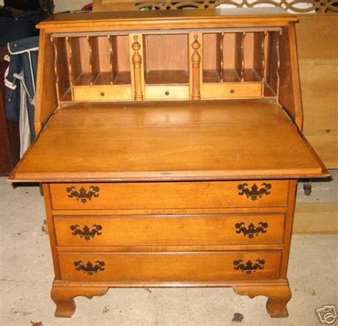 Antique Maple Fold Down Top Secretary Style Desk | #30334148