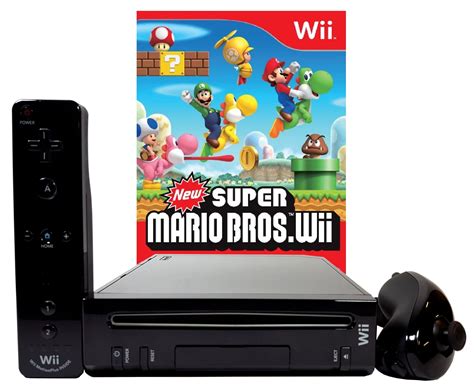 Restored Nintendo Wii Black Console With New Super Mario Brothers Wii ...