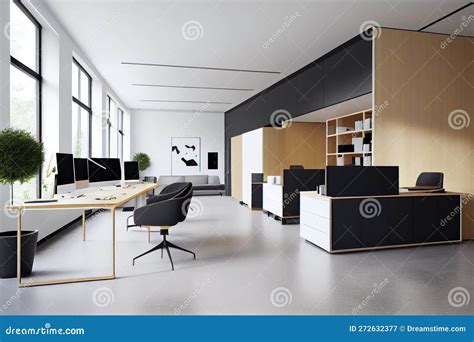 Modern Open-space Office with Sleek Furniture and Minimalist Design ...