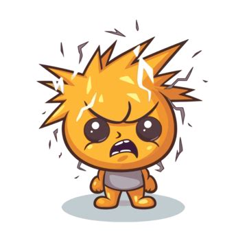 Lightning Clipart Cute Angry Cartoon Character With Hairs Knocked Off ...