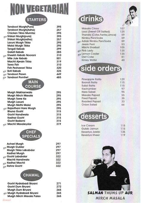 Menu of Mirch Masala, Ballygunge, Kolkata | Dineout discovery