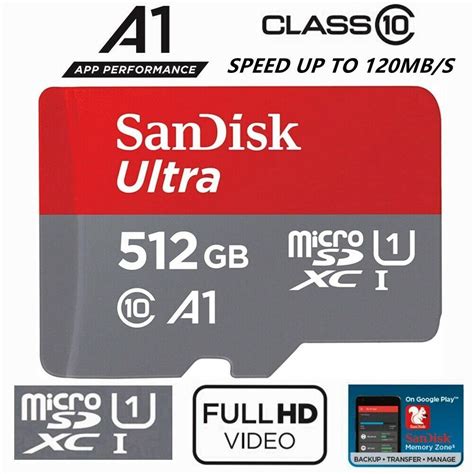 SanDisk Ultra 512GB Micro SD Card SDXC A1 UHS-I 120MB/s Mobile Phone TF ...