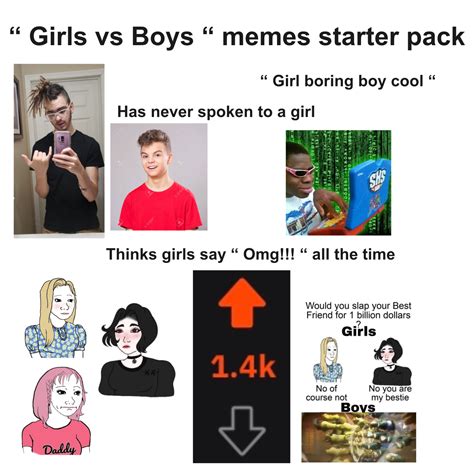 Girls vs Boys memes starter pack | /r/starterpacks | Starter Packs | Know Your Meme