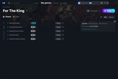 For The King Cheats and Trainer for Steam - Trainers - WeMod Community