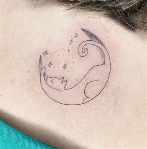 Cat Moon Tattoo Designs