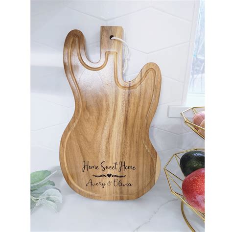 Personalized Guitar Shaped Cutting Board Teakwood Guitar - Etsy