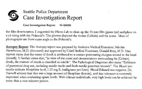 (19) Autopsy Report of Kurt Cobain Released