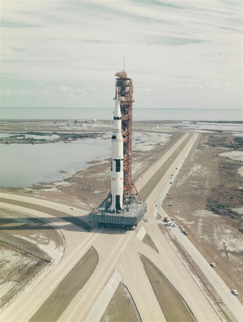 Rollout of Saturn V rocket (Apollo 14); crew portrait of Apollo 14 mission; splasdown in the ...